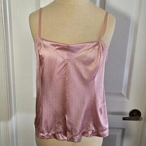 Warner's Vintage Pink Satin Camisole Top Size 36 Lingerie Front Slit Made In USA